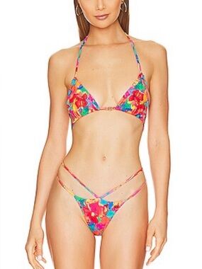 Michael Costello x Revolve Tropical Floral String Bikini Set